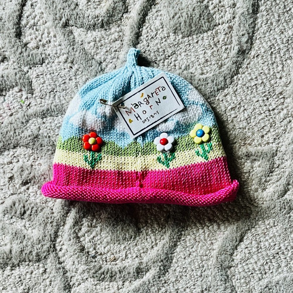 Margareta Horn Knit Baby Hat Size 6-9 months
